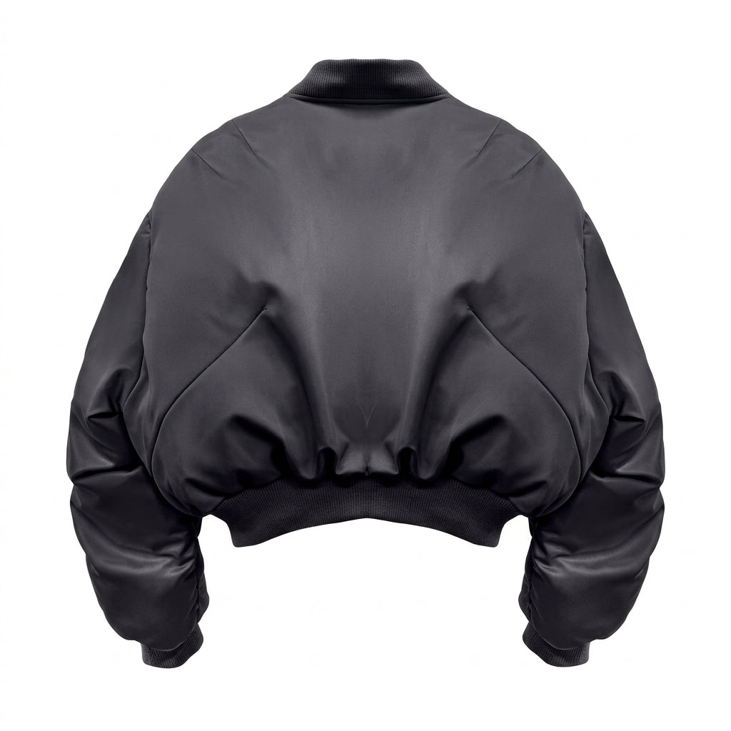 Cropped Bomber Charcoal Back